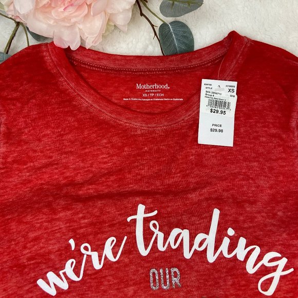 Motherhood Maternity Holiday Long Sleeve T-Shirt Red Extra Small - Picture 5 of 8